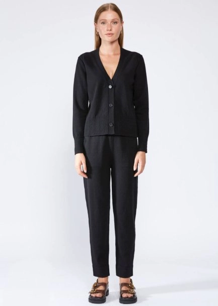 Cable Detailed Black Cashmere Knit Cardigan - 2