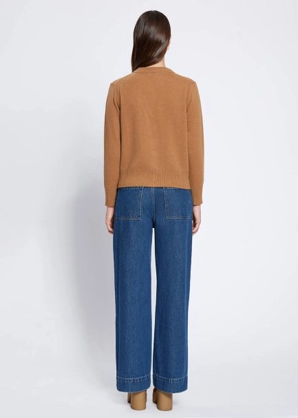 Cable Detailed Camel Cashmere Knit Cardigan - 5