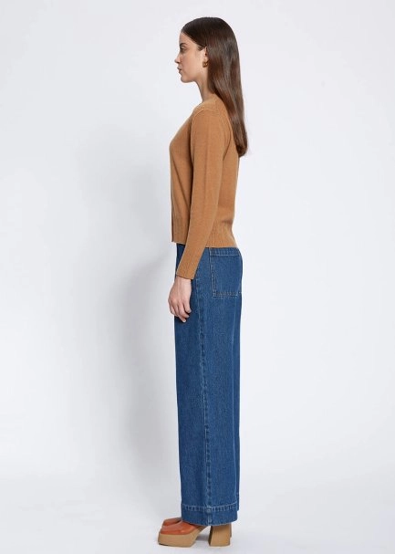 Cable Detailed Camel Cashmere Knit Cardigan - 4