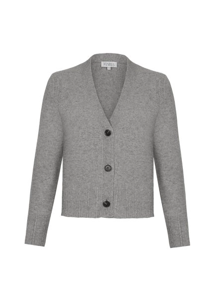 Cable Detailed Grey Cashmere Knit Cardigan - 6