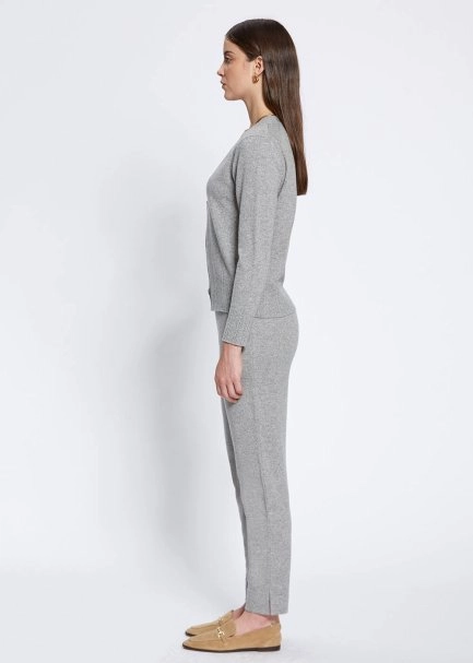 Cable Detailed Grey Cashmere Knit Cardigan - 4