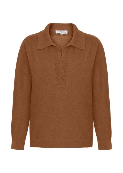 Cable Detailed Polo Neck Camel Cashmere Sweater - 6