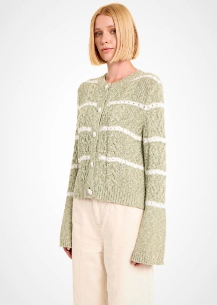CABLE PATTERN THYME MOULINE KNIT CARDIGAN - 4