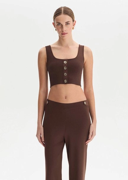 Cacao Crop Knıt Top - 1