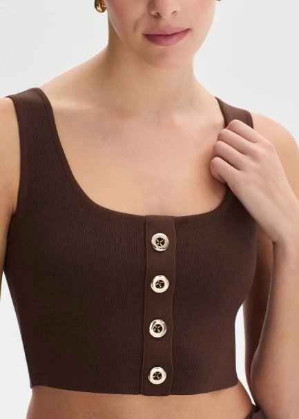 Cacao Crop Knıt Top - 2