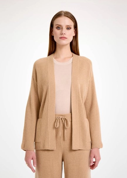 CAMEL CASHMERE KNIT CARDIGAN - 1