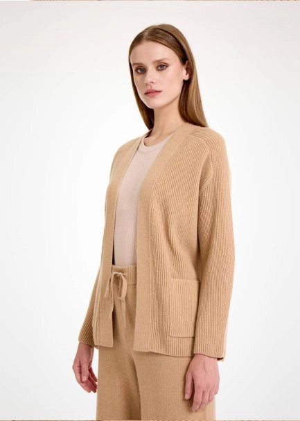 CAMEL CASHMERE KNIT CARDIGAN - 3