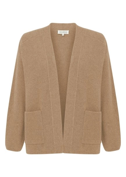 CAMEL CASHMERE KNIT CARDIGAN - 6