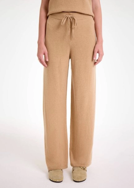 CAMEL CASHMERE KNIT PANTS - 1
