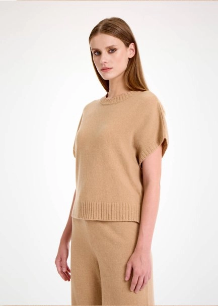 CAMEL CASHMERE KNIT TOP - 3