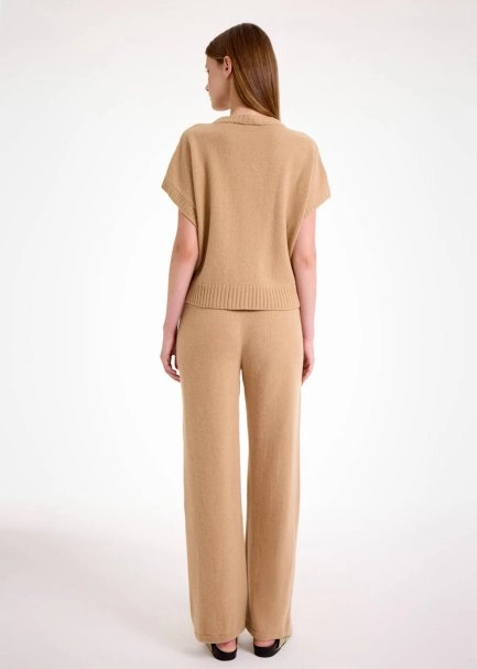 CAMEL CASHMERE KNIT TOP - 5