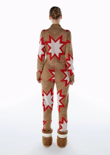 CAMEL ICONIC APRÈS SKI STAR PATTERNED KNIT JUMPSUIT - 5