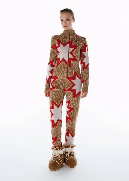 CAMEL ICONIC APRÈS SKI STAR PATTERNED KNIT JUMPSUIT - 3