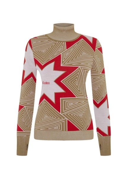 CAMEL ICONIC APRÈS SKI STAR PATTERNED KNIT TOP - 6