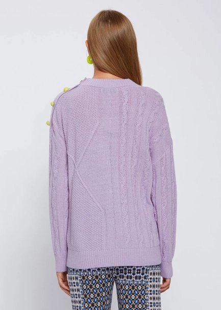 CASHMERE BLED CABLE SWEATER - 5