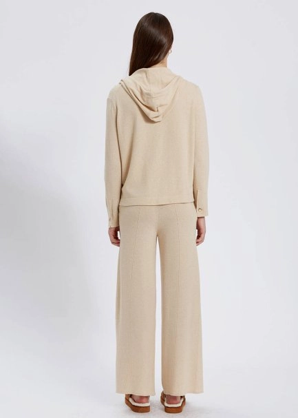 Cashmere Bled Hooded Beige Knit Sweater - 5