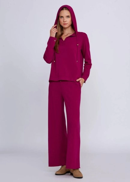 Cashmere Bled Hooded Pink Knit Sweater - 2