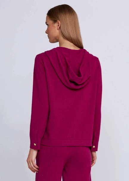 Cashmere Bled Hooded Pink Knit Sweater - 3