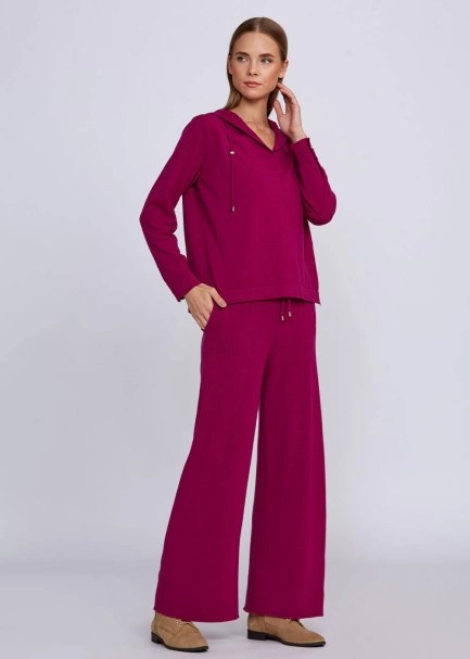 Cashmere Bled Hooded Pink Knit Sweater - 6