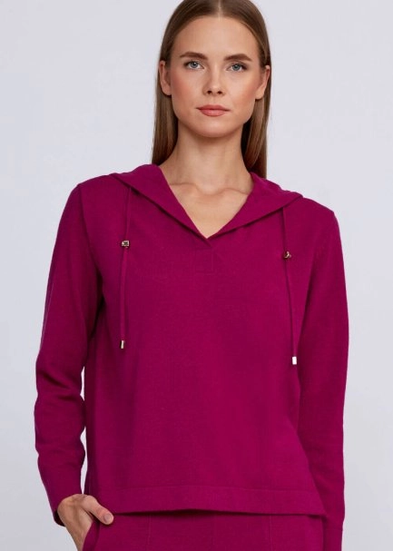 Cashmere Bled Hooded Pink Knit Sweater - 7