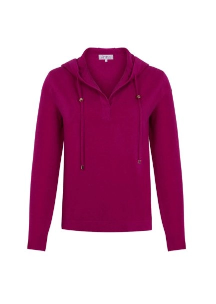 Cashmere Bled Hooded Pink Knit Sweater - 8