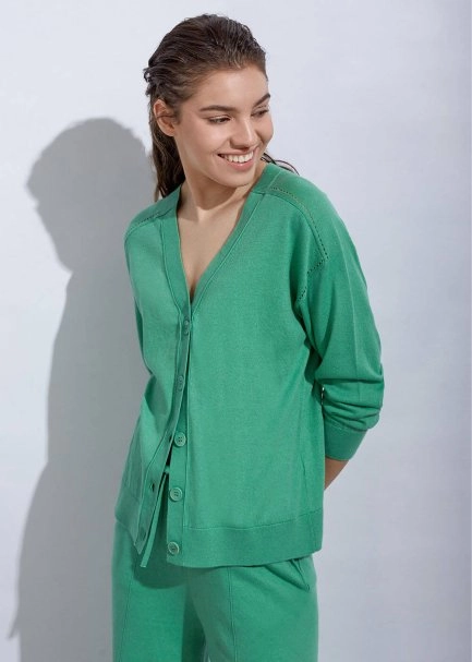Cashmere Blend Apple Mint Knit Cardigan - 5