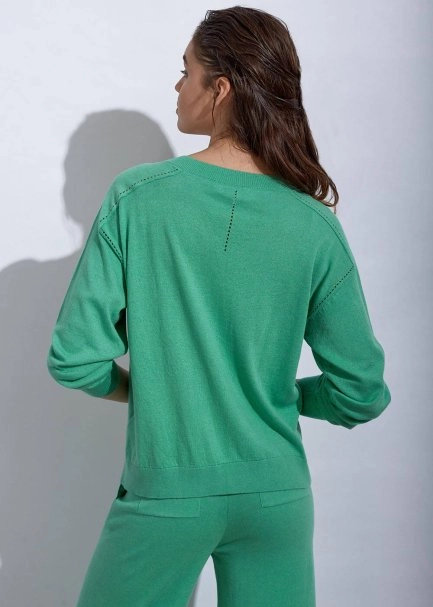 Cashmere Blend Apple Mint Knit Cardigan - 6