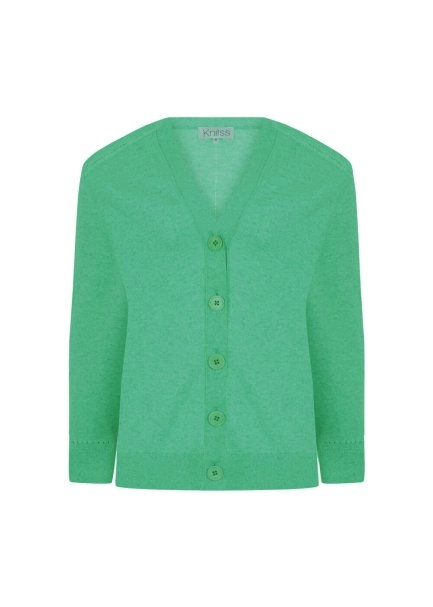Cashmere Blend Apple Mint Knit Cardigan - 7