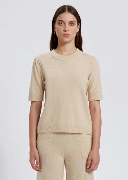 Cashmere Blend Beige Knıt Top - 1