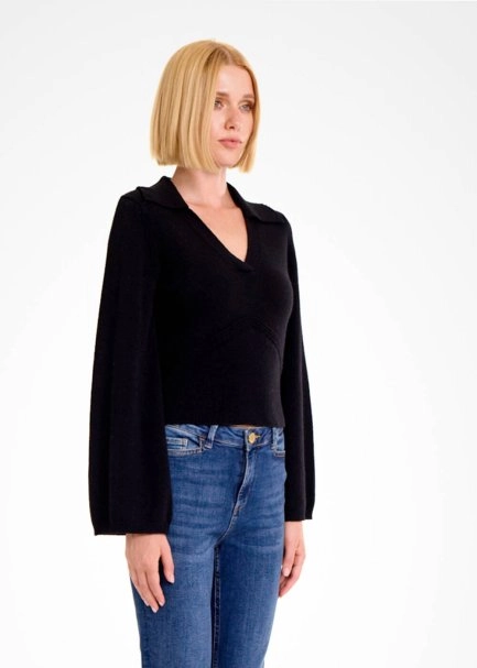 CASHMERE BLEND BLACK SWEATER - 4