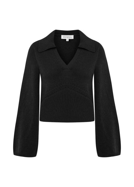 CASHMERE BLEND BLACK SWEATER - 6