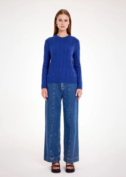 CASHMERE BLEND CABLE BLUETTE KNIT SWEATER - 2