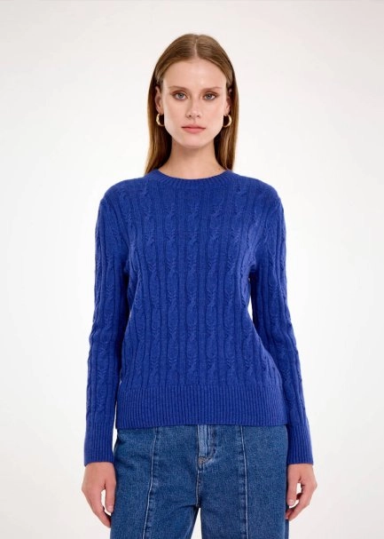 CASHMERE BLEND CABLE BLUETTE KNIT SWEATER - 1