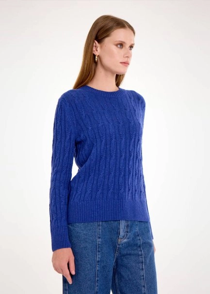 CASHMERE BLEND CABLE BLUETTE KNIT SWEATER - 4