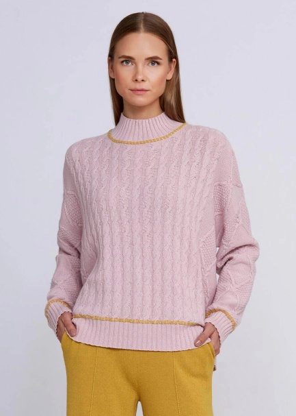 Cashmere Blend Cable Detailed Rose Knit Sweater - 1