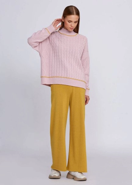 Cashmere Blend Cable Detailed Rose Knit Sweater - 2