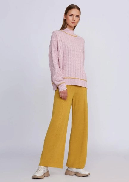 Cashmere Blend Cable Detailed Rose Knit Sweater - 5