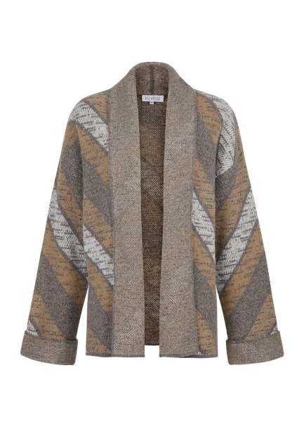 CASHMERE BLEND CAMEL GREY KNIT CARDIGAN - 7