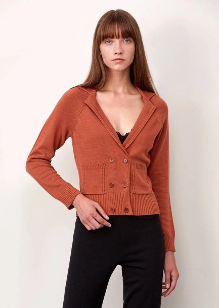 Cashmere Blend Cınnamon Wool Knıt Cardıgan - 1