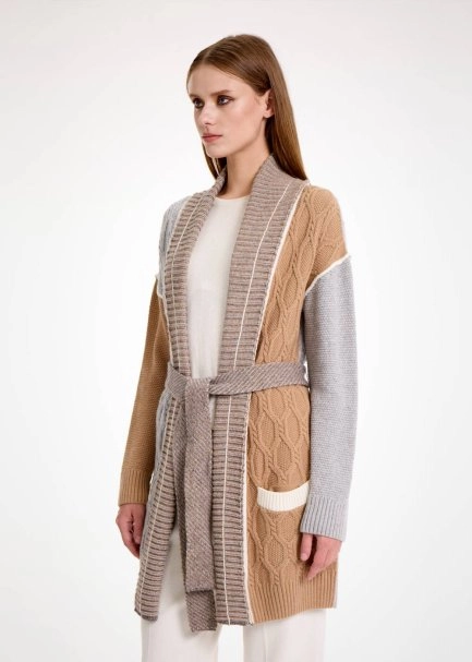 CASHMERE BLEND COLOR BLOCK KNIT CARDIGAN - 2