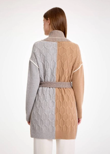 CASHMERE BLEND COLOR BLOCK KNIT CARDIGAN - 4