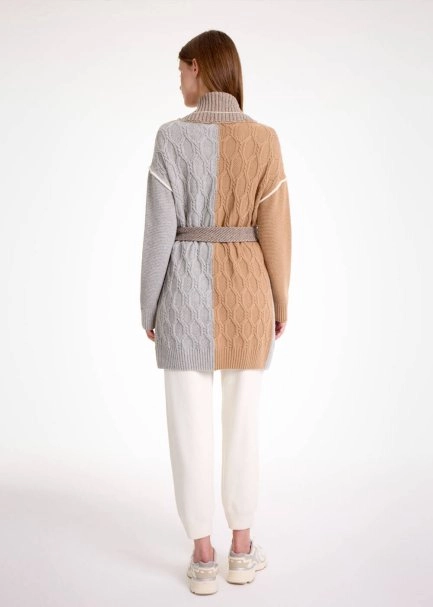 CASHMERE BLEND COLOR BLOCK KNIT CARDIGAN - 5