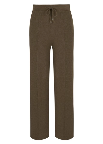 Cashmere Blend Drawstring Khaki Knit Pant - 6