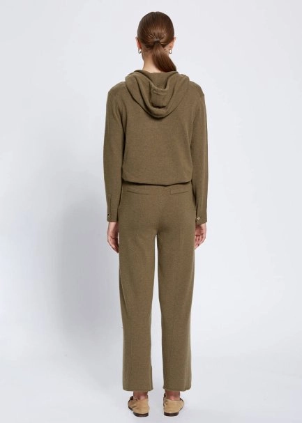 Cashmere Blend Drawstring Khaki Knit Pant - 5