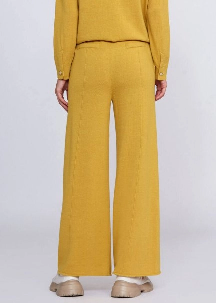 Cashmere Blend Drawstring Mustard Knit Pant - 3