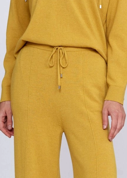 Cashmere Blend Drawstring Mustard Knit Pant - 7