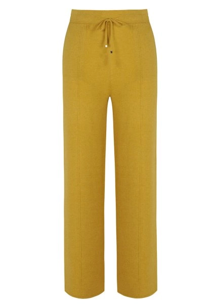 Cashmere Blend Drawstring Mustard Knit Pant - 8