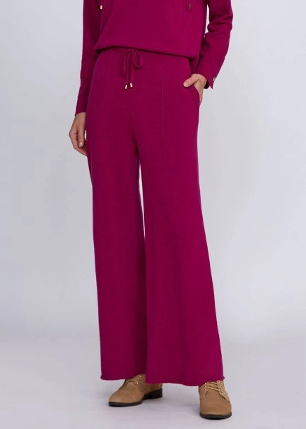 Cashmere Blend Drawstring Pink Knit Pant - 1