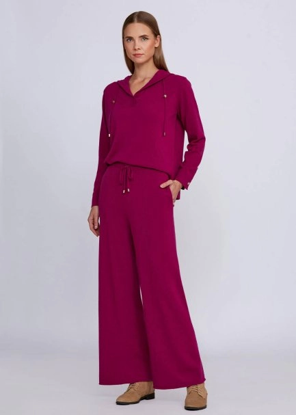 Cashmere Blend Drawstring Pink Knit Pant - 2