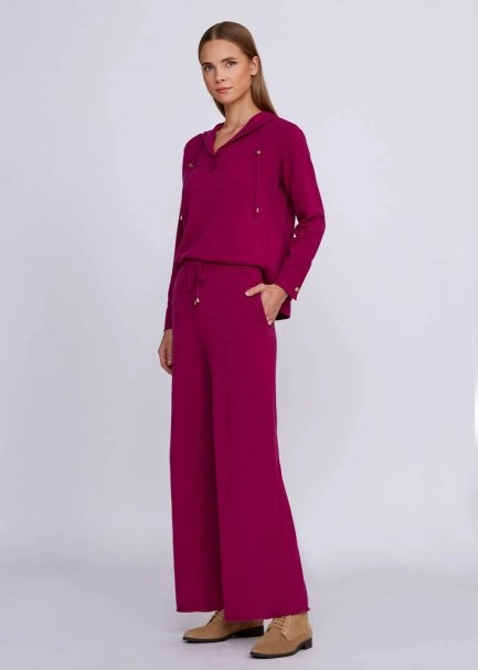 Cashmere Blend Drawstring Pink Knit Pant - 6